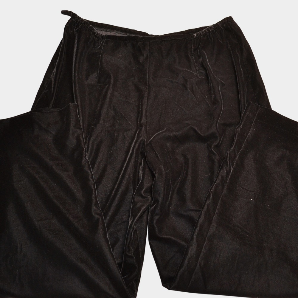 Vintage Talbots Petite Black Velvet Pants Size 16P Petite Wide Leg Elastic Waist